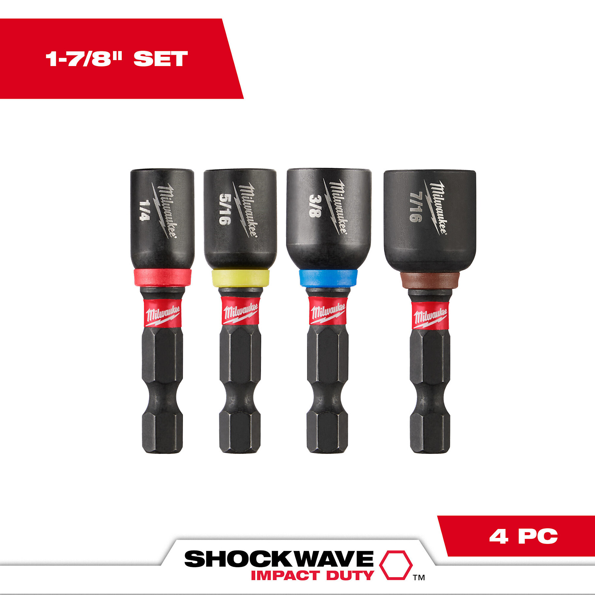 Milwaukee Shockwave Magnetic Nut Driver Set, 1/4in. Shank, Model# 49-66-4562